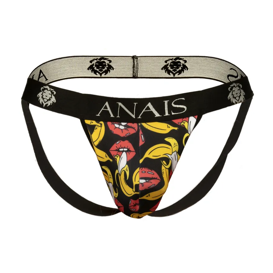 Anais - Herren Jock-Strap mit Bananen-Kussmund-Muster
