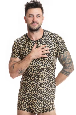 Anais - Herren T-Shirt im Leoparden-Look aus weichem Material