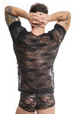 Anais - Romance T-Shirt aus Spitze in Schwarz