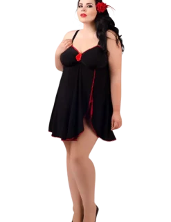 Andalea - Babydoll Margeritta schwarz/rot ADE2009