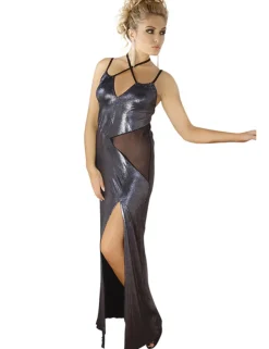 Andalea - langes Wetlook-Kleid M/1069 AN530492M silber