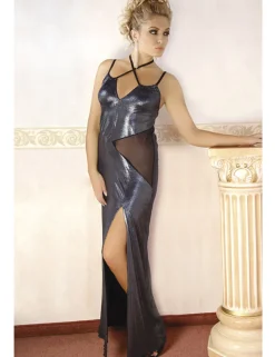 Andalea - langes Wetlook-Kleid M/1069 AN530492M silber