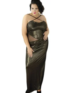 Andalea - langes Wetlook-Kleid C/4001 AN530482M gold