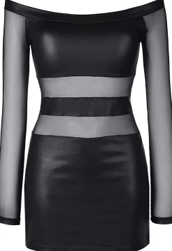 Axami - Wetlook-Club langärmliges Minikleid schwarz