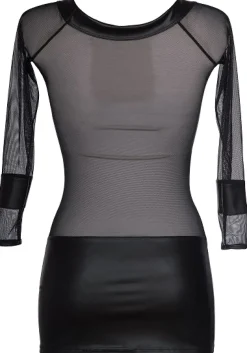 axami - Wetlook Minikleid in Netz- und Strap-Optik V-8419 schwarz