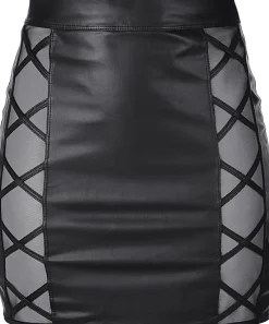 Axami - Wetlook Skirt Rock in schwarz
