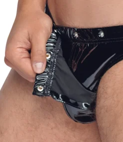 Black Level - Herren Lack-Slip mit Push-up Funktion