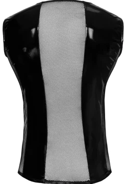 Black Level - Herren Shirt aus Lack und Mesh mit Schnallen
