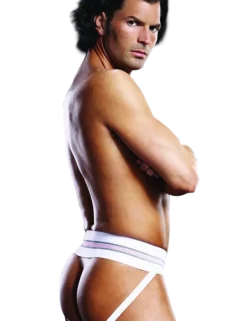 BLUE LINE - Weißer Jock Strap String