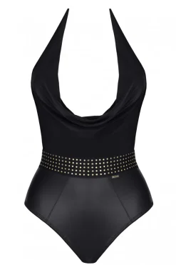 Cash Baby Collection - Body aus feinstem Mesh und Wetlook mit elegantem Dekolleté und Goldapplikationen