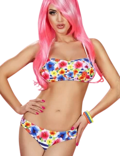 Chilirose - Bikini mit Push Up und Blumen Muster