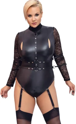 Cottelli Collection - Bondage Body mit Spitzenärmeln