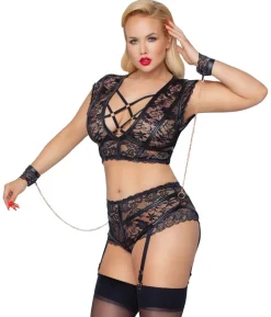 Cottelli Collection - Bondage Dessous-Set mit Spitze