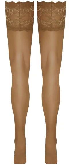 Cottelli Collection - Halterlose Strümpfe Nude mit breiter Spitze