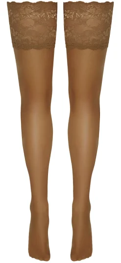 Cottelli Collection - Halterlose Strümpfe Nude mit breiter Spitze