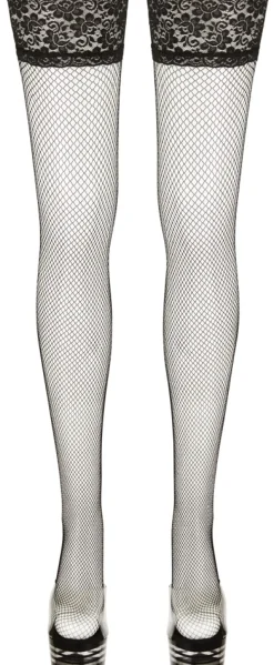 Cottelli Collection - Halterlose Netzstrümpfe schwarz