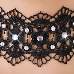 Cottelli Collection - Stickereihalsband mit Strass schwarz