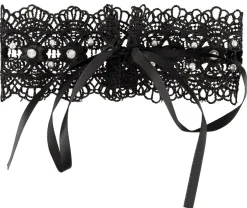 Cottelli Collection - Stickereihalsband mit Strass schwarz