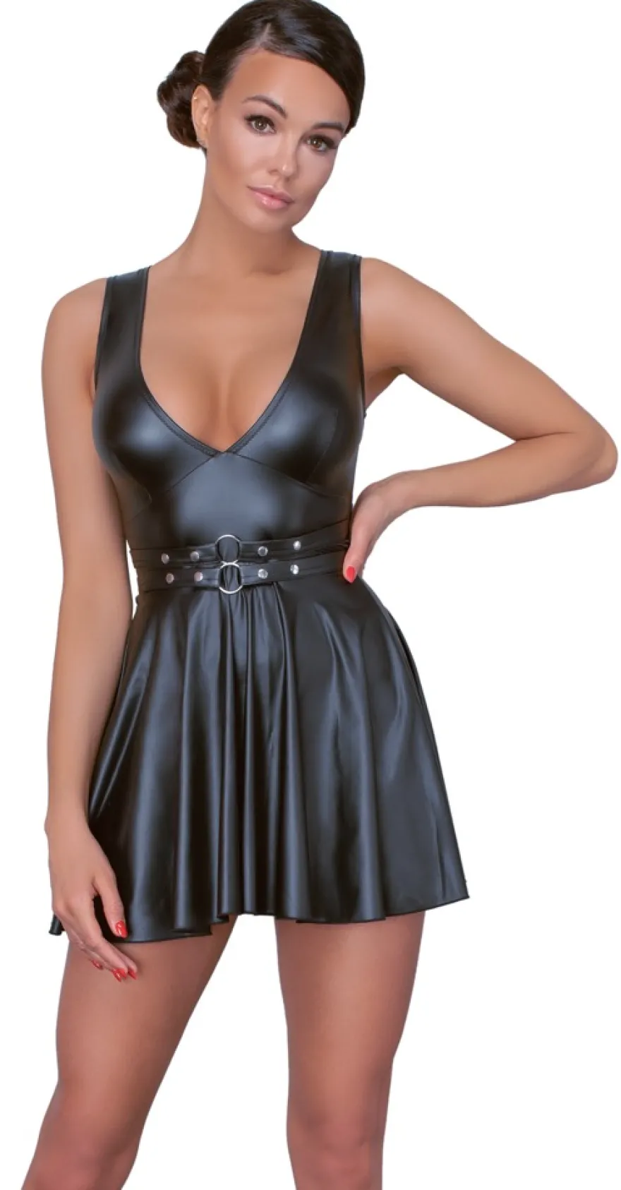 Cottelli Collection - Wetlook Party Kleid schwarz