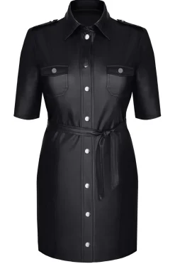 Demoniq - Kleid im Wetlook mit Gürtel