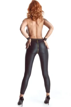 Demoniq - Wetlook Leggings mit goldenen Details