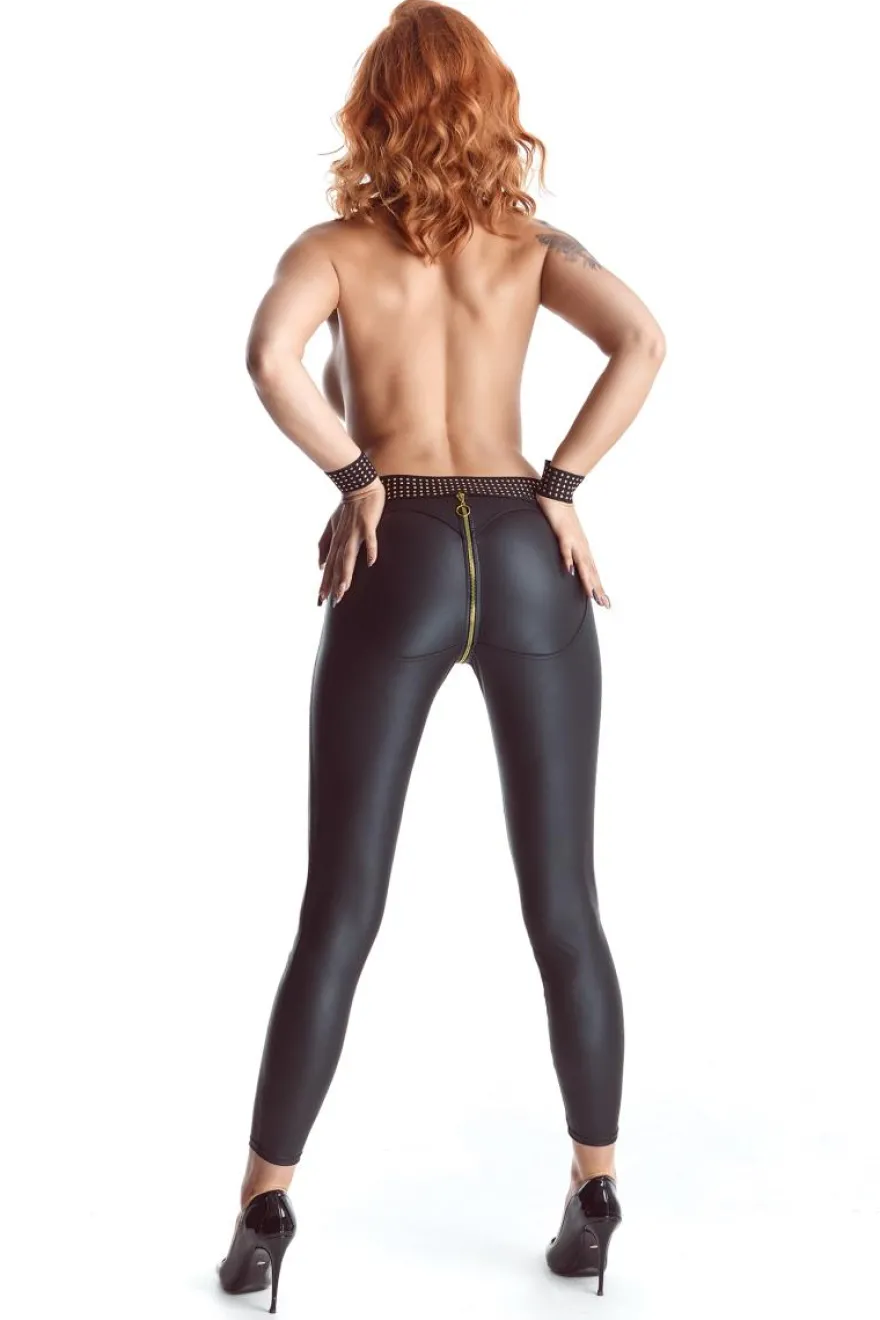 Demoniq - Wetlook Leggings mit goldenen Details