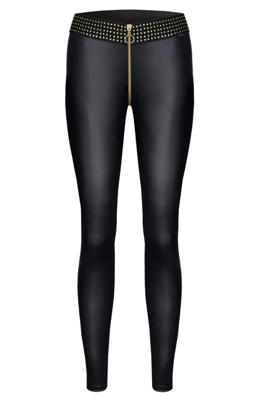 Demoniq - Wetlook Leggings mit goldenen Details