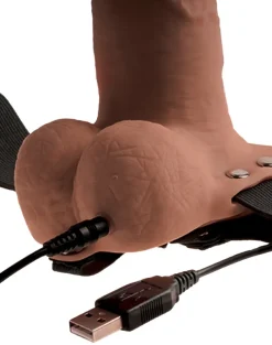 Fetish Fantasy Series - 6" Hollow Rechargeable Strap-on with Balls natural