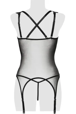 Grey Velvet - erotisches Set aus zarter Spitze mit Häkelspitz schwarz 15263