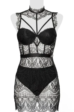 Grey Velvet - Spitzen Negligé schwarz 15310