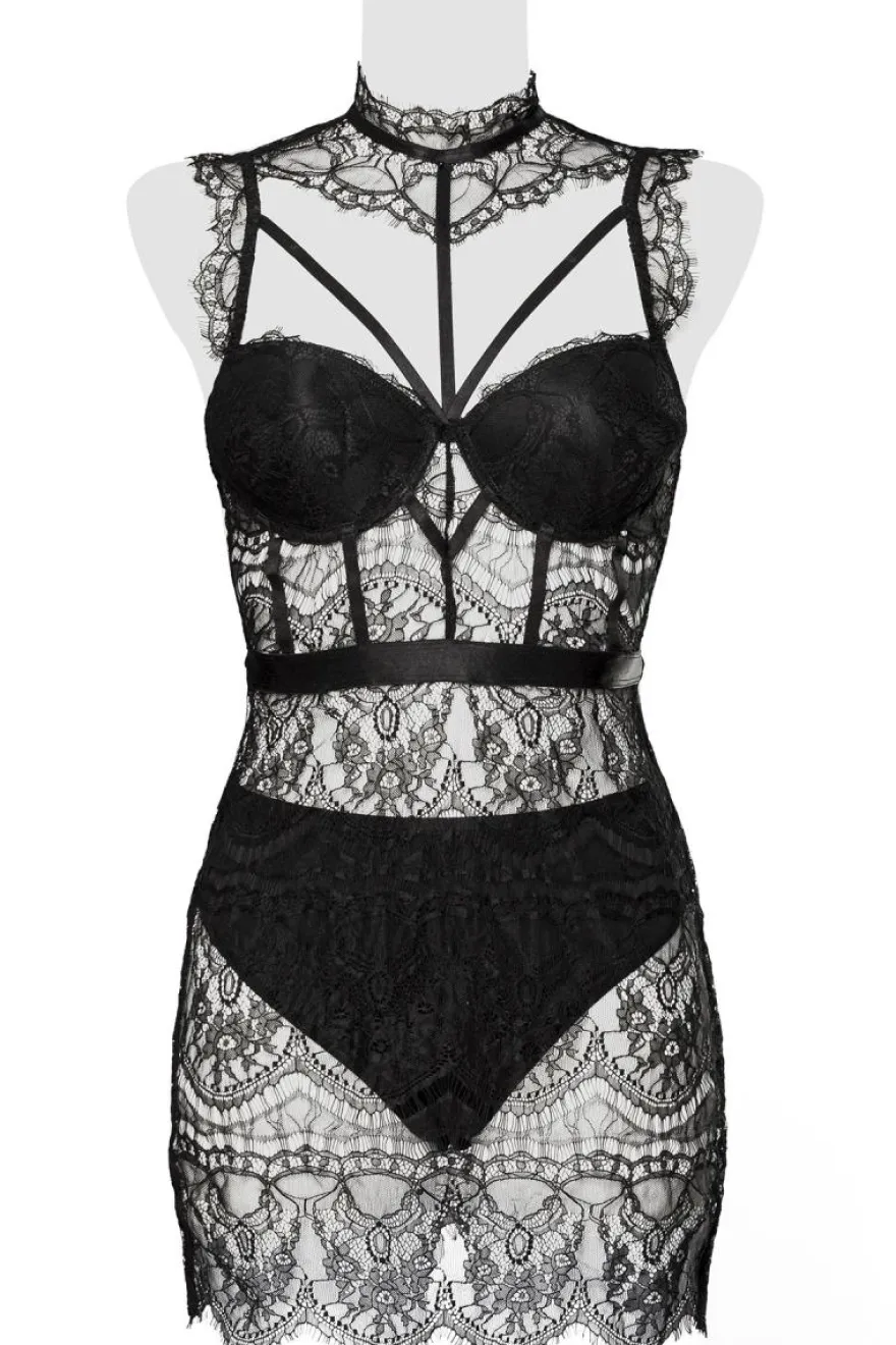 Grey Velvet - Spitzen Negligé schwarz 15310