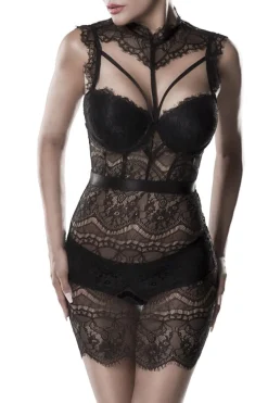 Grey Velvet - Spitzen Negligé schwarz 15310