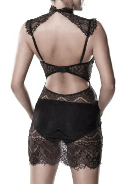 Grey Velvet - Spitzen Negligé schwarz 15310