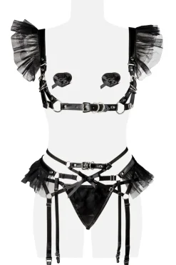 Grey Velvet - 4-teiliges Erotikset 15160 schwarz