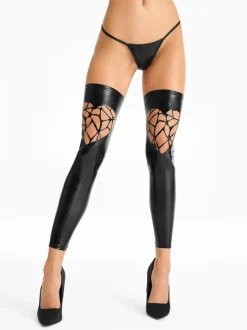 7Heaven - Wetlook Strümpfe mit Cut-Outs