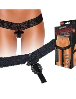 Hustler Lingerie - Slip Ouvert mit Stimulationsperlen und Vibrobullet  schwarz