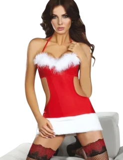 LivCo Corsetti - Neckholder Weihnachts-Kleid Santas Coming in rot/weiß