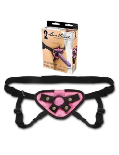 Lux Fetish - Pink Velvet Strap-On Harness