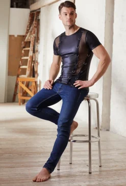 NEK - Herren Shirt mit Riemen & Metallringen