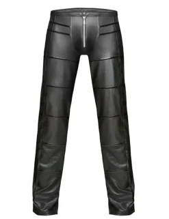 Noir Handmade - Lange Wetlook Hose mit Lackeinsätzen