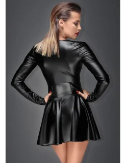 Noir Handmade - Minikleid aus elastischem Powerwetlook schwarz