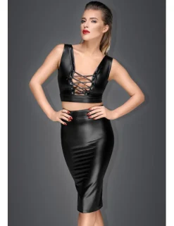 Noir Handmade - Rock aus Powerwetlook schwarz