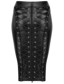 Noir Handmade - Rock aus Powerwetlook schwarz