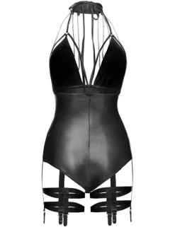 Noir Handmade - wetlook Body OUTRAGEOUS mit Strumpfband F109
