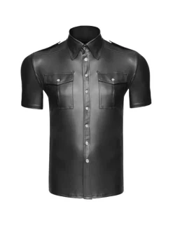 Noir Handmade - Wetlook Hemd mir kurzen Ärmeln