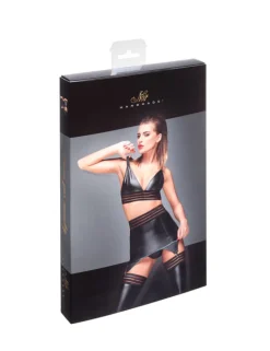 Noir Handmade - Wetlook Strapsrock mit elastischen Bändern