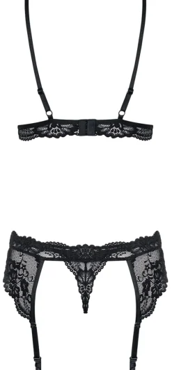 Obsessive - Chemise mit Spitze & String - schwarz