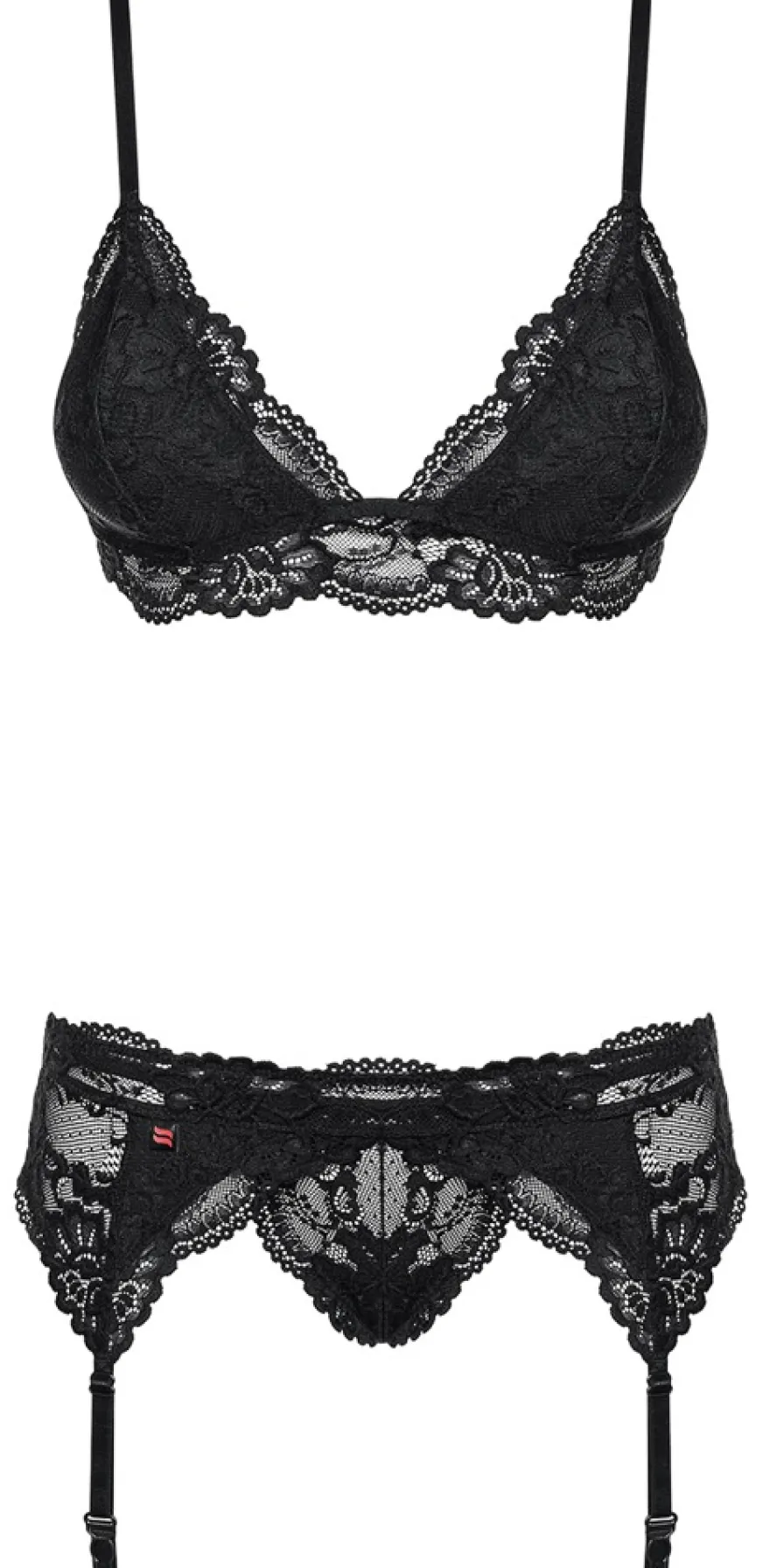 Obsessive - Chemise mit Spitze & String - schwarz