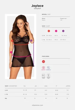 Obsessive - Joylace Babydoll & Tanga schwarz
