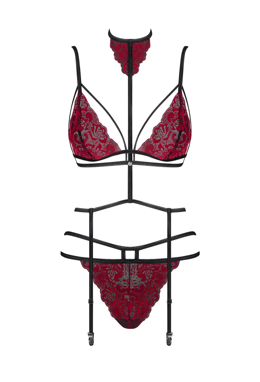 Obsessive - Sugestina 3 teiliges Straps Set rot
